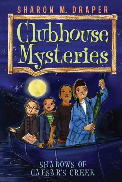 Clubhouse Mysteries book cover showing four boys at night outdoors