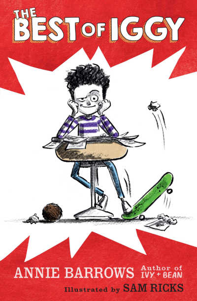 The Best of Iggy book cover showing boy sitting at school desk with skateboard