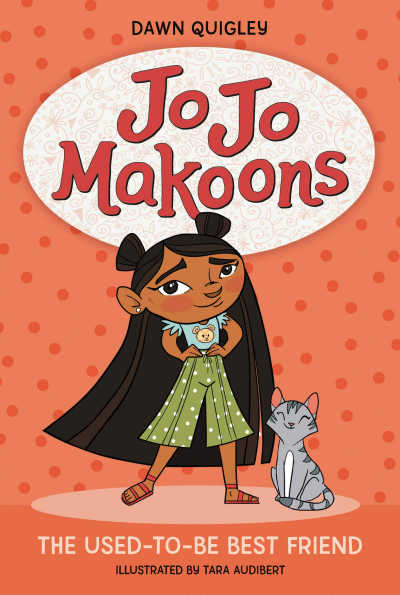 JoJo Makoons book cover showing girl with long hair and grey cat