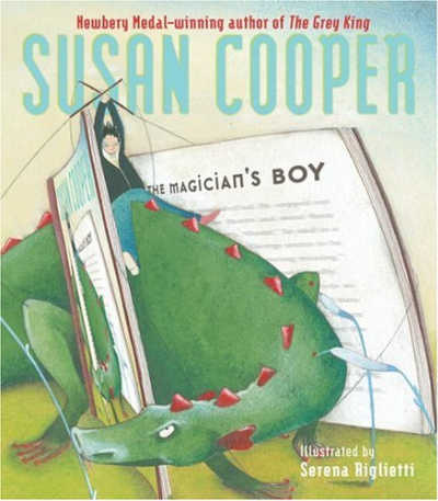 Book cover showing dragon in an open book