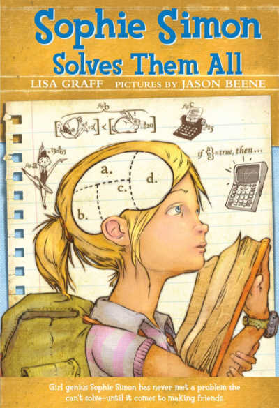 Sophie Simon children's book cover showing girl carrying books and thinking
