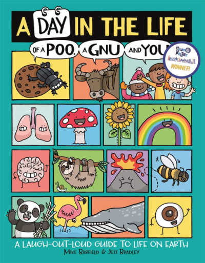 A Day in the Life of A Poo A Gnu and You book cover showing comic squares of natural elements
