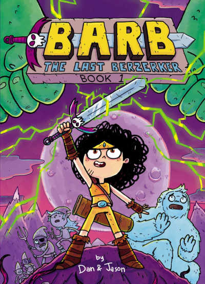 Barb the Last Berzerker graphic novel book cover showing girl holding sword above her head
