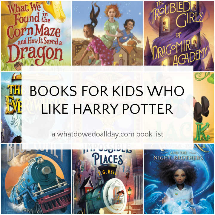 Collage of books like Harry Potter