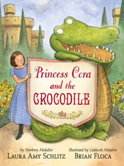 Princess Cora and the Crocodile book cover with girl and crocodile and castle in background