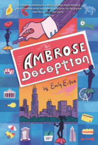 The Ambrose Deception book cover that shows a hand picking up a tiny car suspended over cityscape.