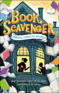 The Book Scavenger mystery novel book cover showing silhouettes of two people in house surrounded by floating books