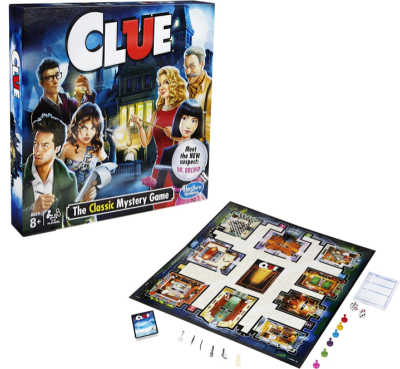 Clue game box and game board