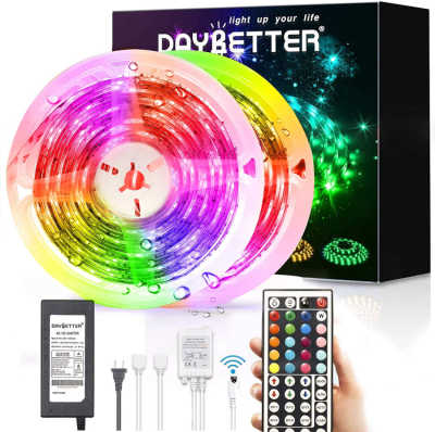 Colorful light strip with remote, cables and box