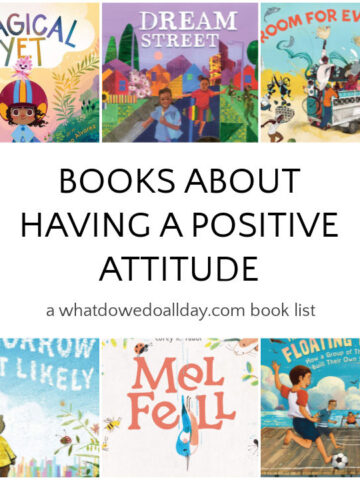 Collage of book covers for children's books about having a positive attitude