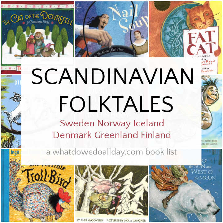 Collage of Scandinavian folktale picture book covers