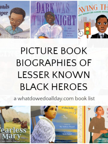 Collage of picture book biographies of lesser known black heroes