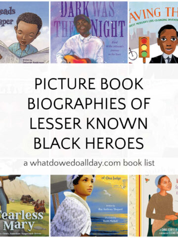 Collage of picture book biographies of lesser known black heroes