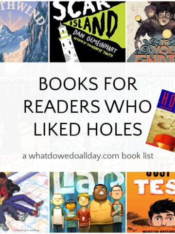 Collage of book covers for books like Holes