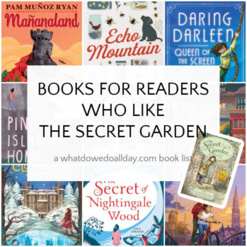 Collages of book covers featuring books like The Secret Garden