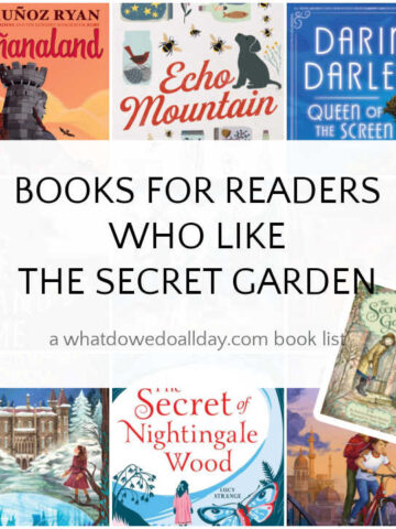Collages of book covers featuring books like The Secret Garden