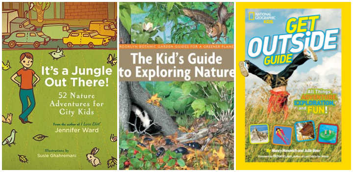 Three book covers for guides to exploring nature