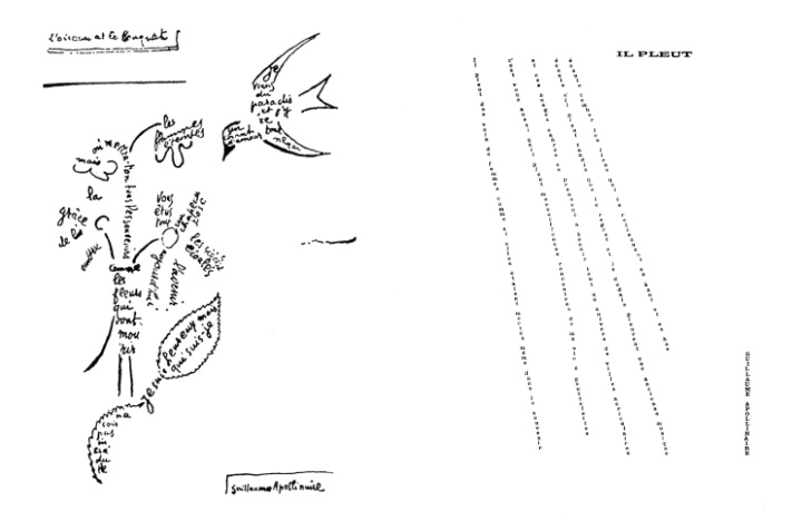 Side by side examples of Calligramme d'Apollinaire.