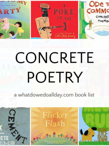 Collage of concrete poetry books for kids