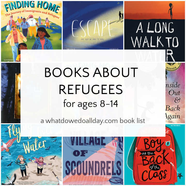 Collage of Book covers for Middle Grade Books about Refugees