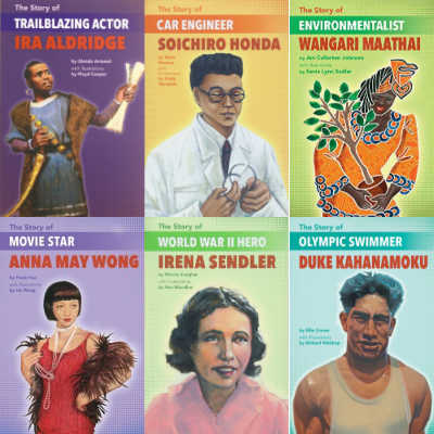 Collage of 6 biography book covers