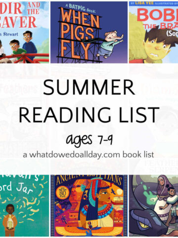 Collage of summer reading books for 7-9 year olds
