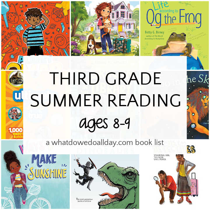 Collage of books for 3rd grade summer reading list