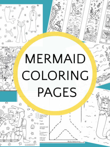 Collage of mermaid coloring pages