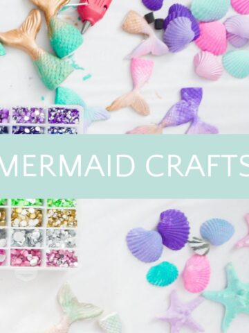 mermaid crafting items on table