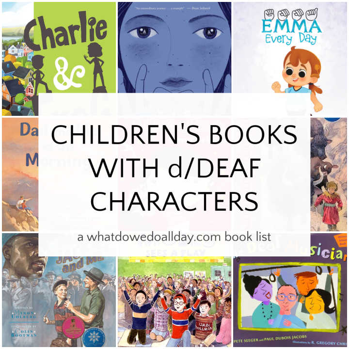 Collage of children's books with deaf characters