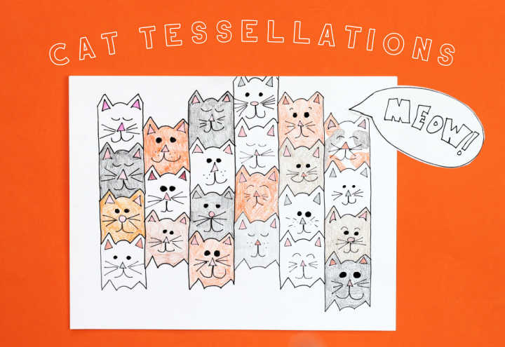 Page of colored in cat tessellations