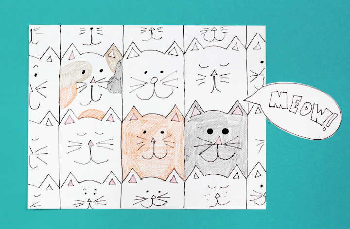 Colored in cat tessellation patterns