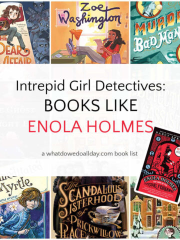 Collage of books like Enola Holmes mysteries