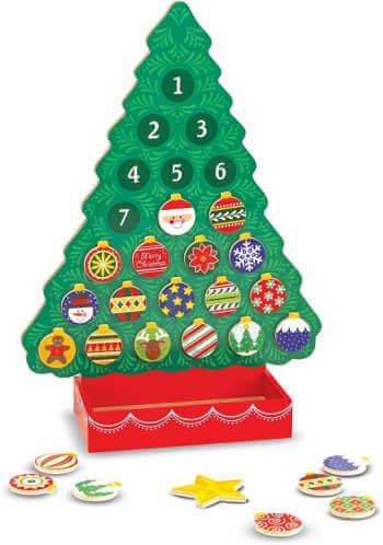 Melissa and Doug brand wooden Christmas tree advent calendar and shaped ornaments