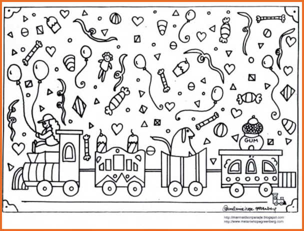 Unfinished party train coloring page