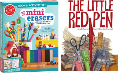 Little Red Pen book cover and DIY mini eraser set