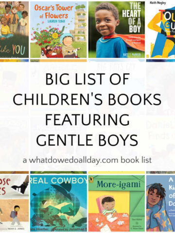 Books about strong and gentle boys - book cover collage