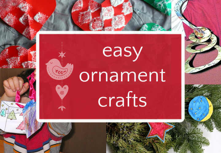 collage of holiday ornament crafts