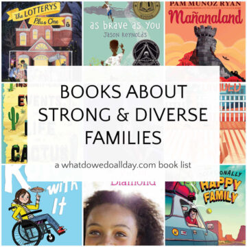 Book cover collage of children's books about strong and diverse families