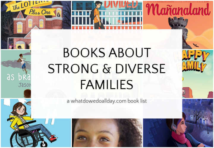 Book covers for selection of children's books about strong and diverse families