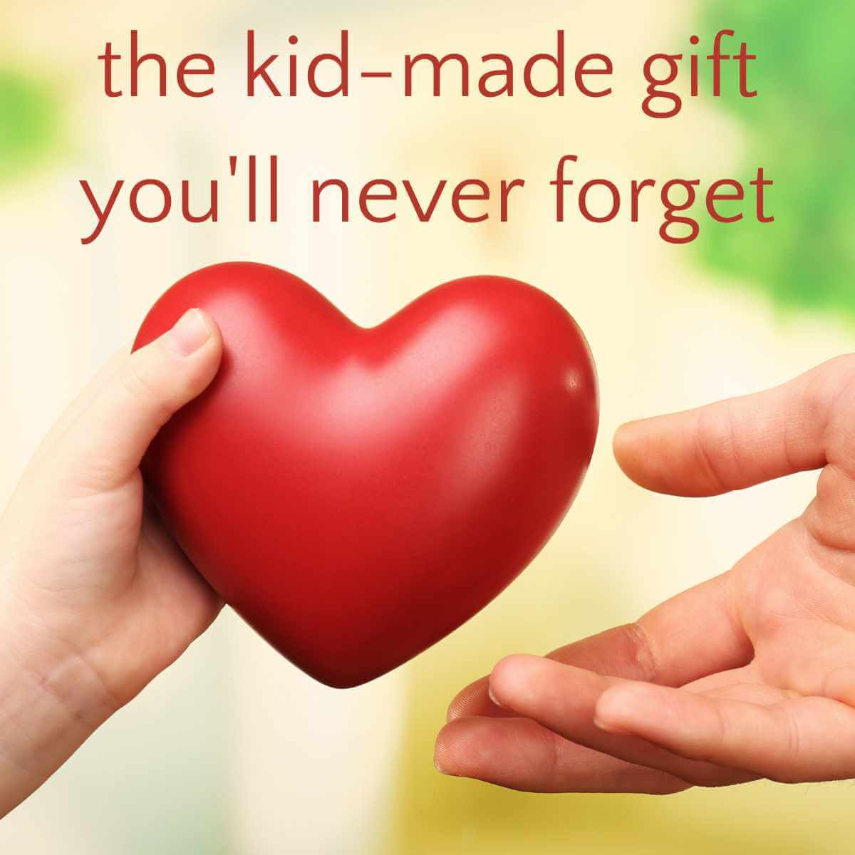 Child handing heart to larger hand