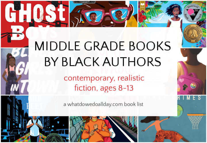 Collage of book covers of middle grade books by Black authors