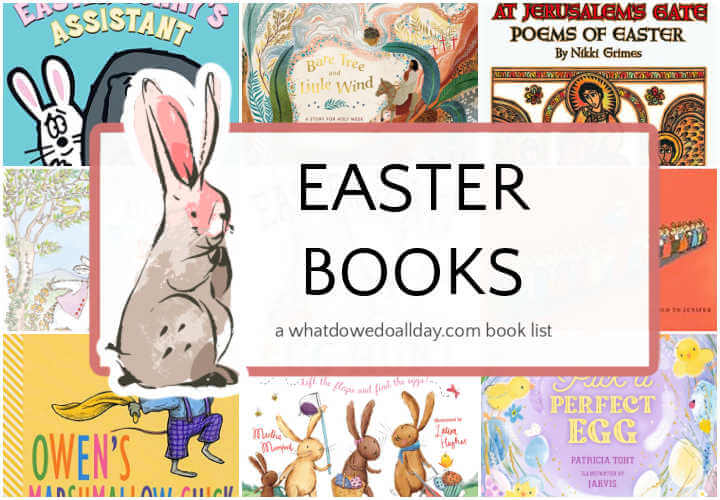collage of Easter books for kids