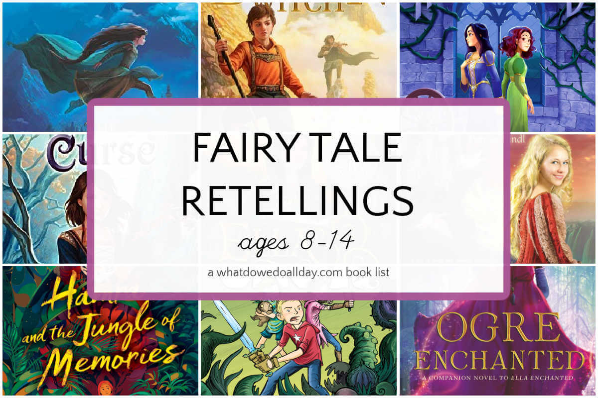 Collage of fairy tale retellings books