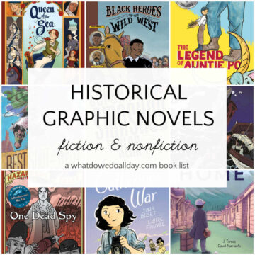 Collage of historical graphic novels for kids and teens