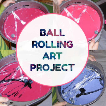 Collage of the stages of painting with marbles