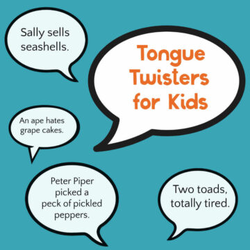 Tongue twisters text and speech bubble