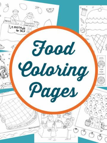 Collage of food coloring pages