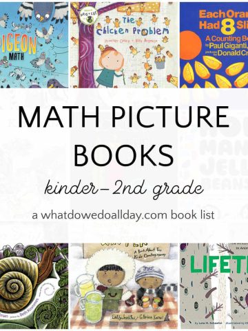 Math picture books collage of book covers