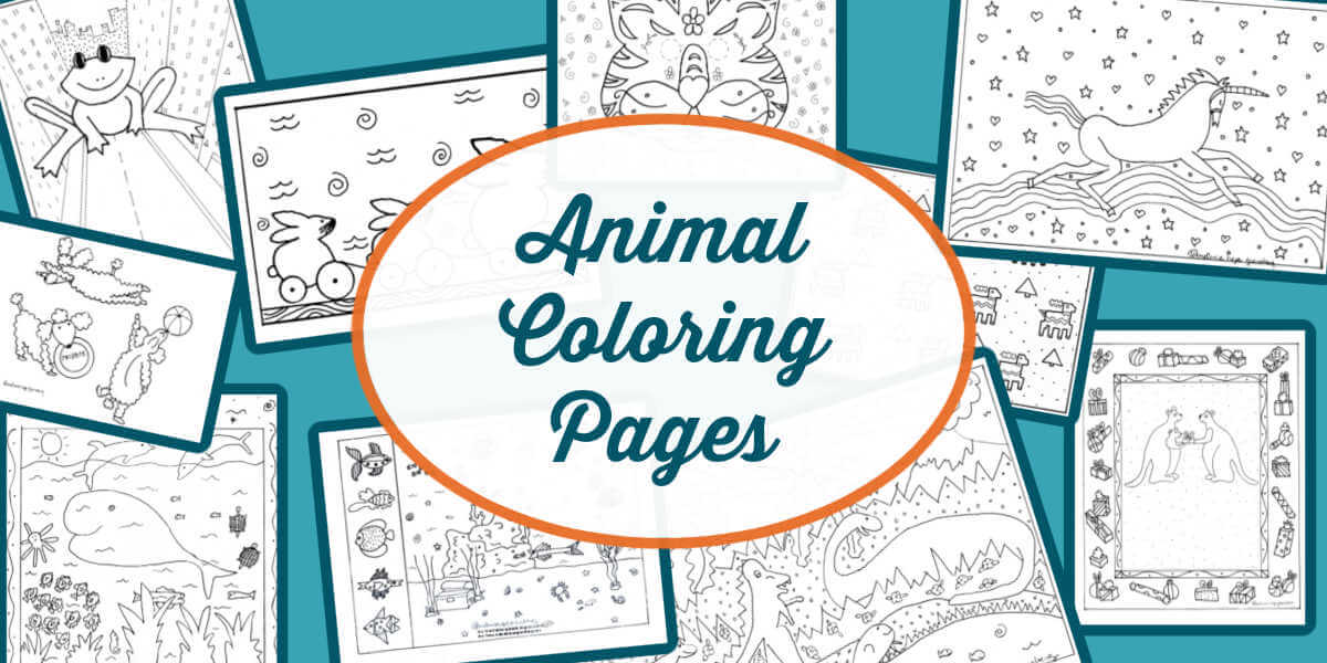 Collage of animal coloring pages
